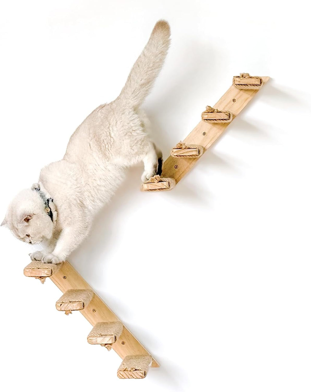 2 Pack Cat Wall Shelves with Sisal Rope, Wall Mounted Cat Stairs R687