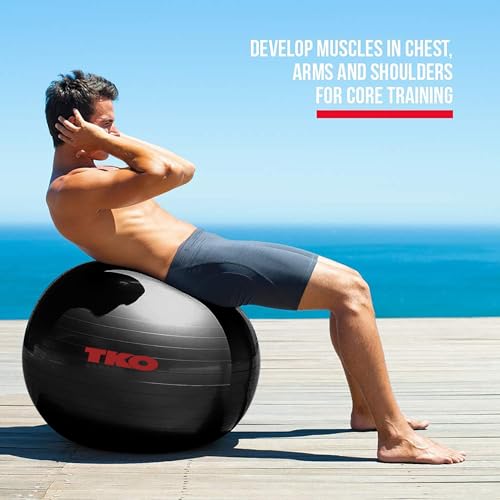 TKO Large Exercise Ball with Pump - 65 or 74 cm for Home Gym & Office Fitness Y151308