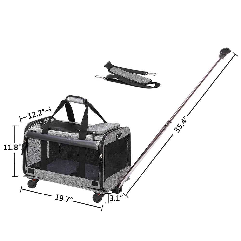Mexmiody Pet Carrier with Wheels Airline Approved for Medium Small Dogs S7448