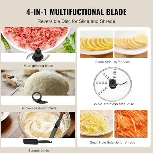 VEVOR Food Processor 7 Cup Vegetable Chopper with Reversible Disc E877918