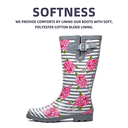 landchief Rain Boots for Women Waterproof Tall Knee High Rubber U158