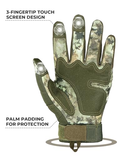 KEMIMOTO Tactical Gloves for Men, Touchscreen Motorcycle Gloves with Hard Shell & Palm Padding E190