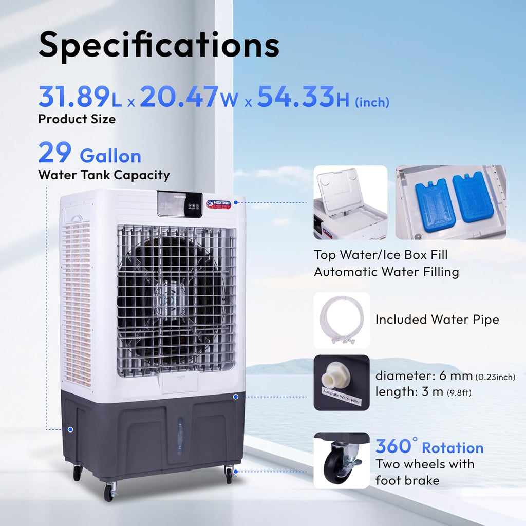 Swamp Cooler 10000 CFM Evaporative Air Cooler with Remote Control, 29 Gallon A985572