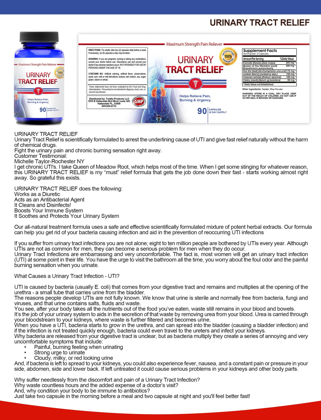 Urinary Tract Relief 90 Capsules F6277