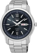 SEIKO SNKP17 Automatic Watch for Men 5-7S Collection - Black Dial with Luminous Hands, Roman Numerals at 12 & 6, Day/Date Calendar, Stainless Steel Case & Bracelet