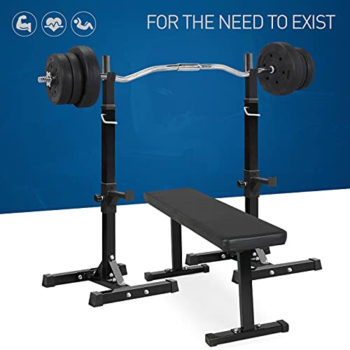 Yaheetech Pair of Adjustable Squat Rack Standard 44-70 Inch Solid Steel Home Gym Z720734