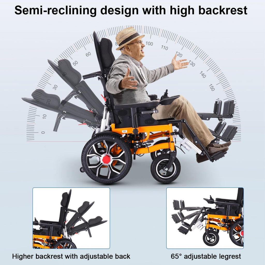 Reclining Electric Wheelchair for Adults, Foldable, 20-Mile Range O4079