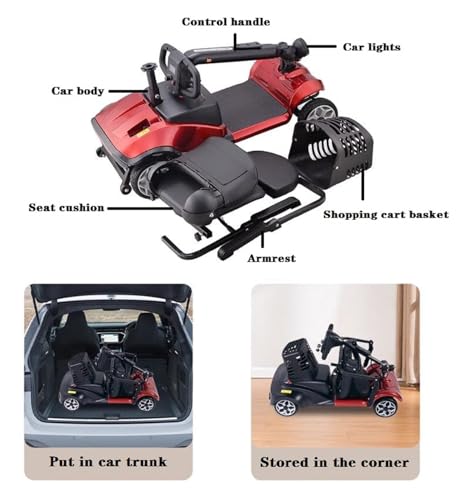 4 Wheel Mobility Scooter for Seniors Adults with Basket, Red X81430