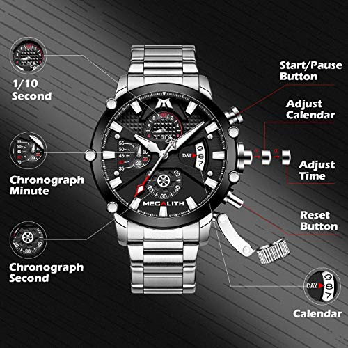 MEGALITH Men's 45mm Stainless Steel Chronograph Watch R758