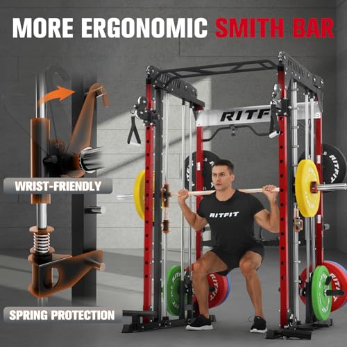 RitFit M1 & M1 Pro Smith Machine with Cable Crossover System for Home Gym Y659852