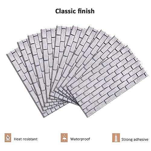 10Pcs 19.4sqft 3D Wall Panels Peel and Stick PVC Faux Stone Backsplash S534