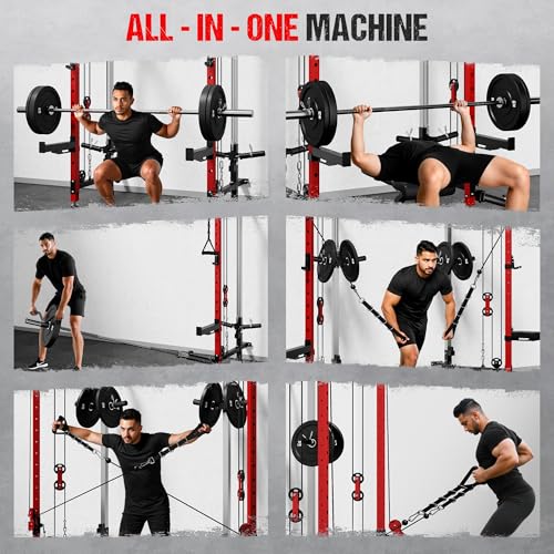 WM3-V4 Folding Wall Mounted Squat Rack with Dual Pulley System L11563