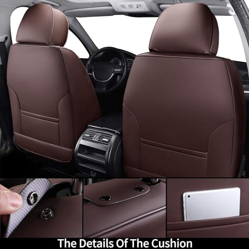 Coverado Car Seat Covers Full Set, Waterproof Leather, Universal Fit with Lumbar Support L456641
