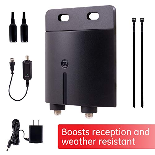 GE Outdoor Amplified TV Antenna Long Range Digital HD 4K VHF UHF HDTV with Mount and 50 ft Cable R3854