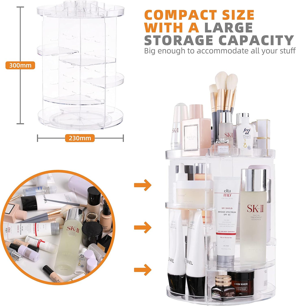 Peyton Makeup Organizer 360 Rotating 8-Layer Clear Storage Display Case A116