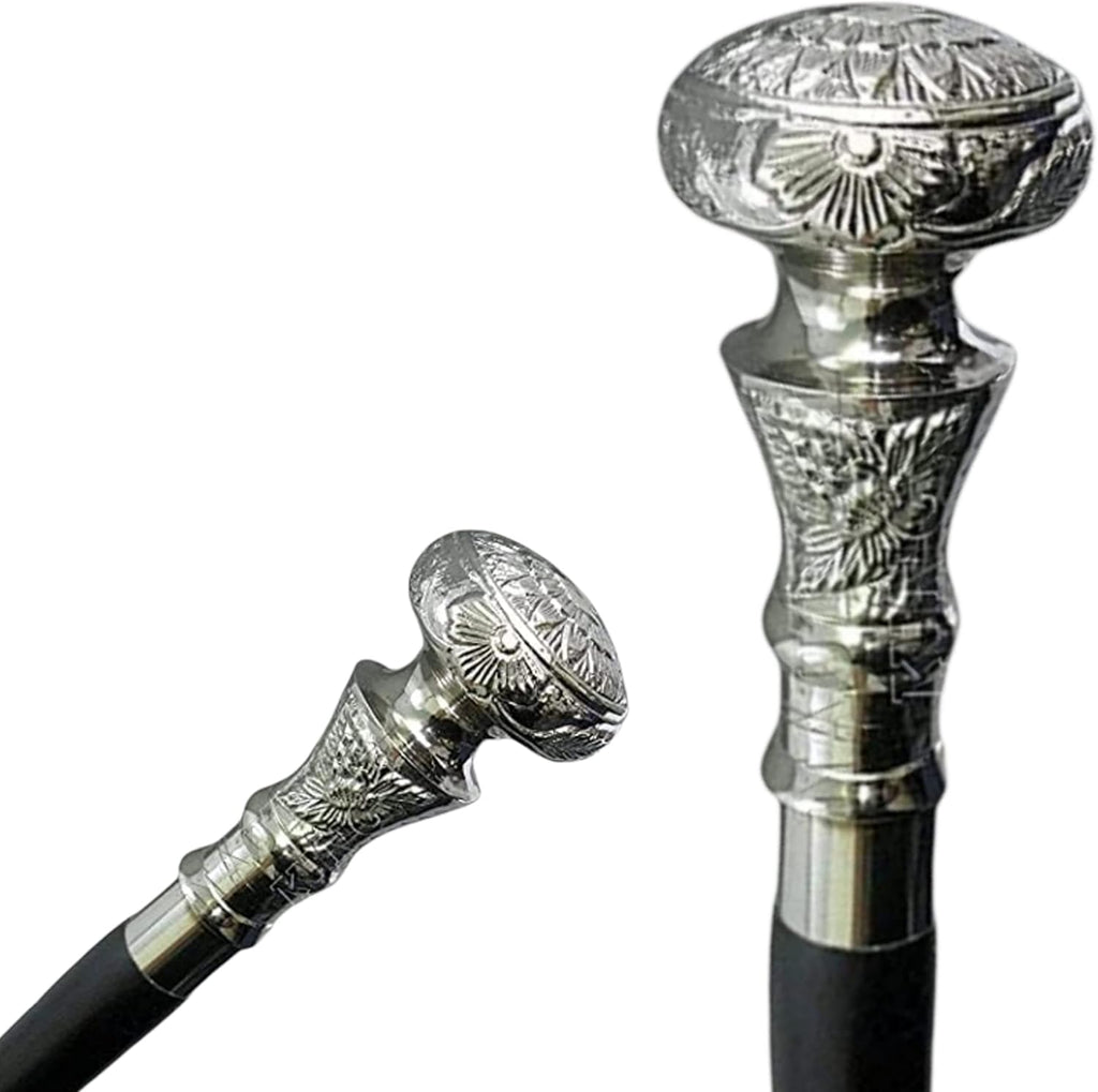 Wooden Walking Stick Cane Victorian Knob Wooden Cane Brass Handle Victorian Style Solid Vintage Head Walking Cane Handmade Walking Stick Brass 36" Men and Women