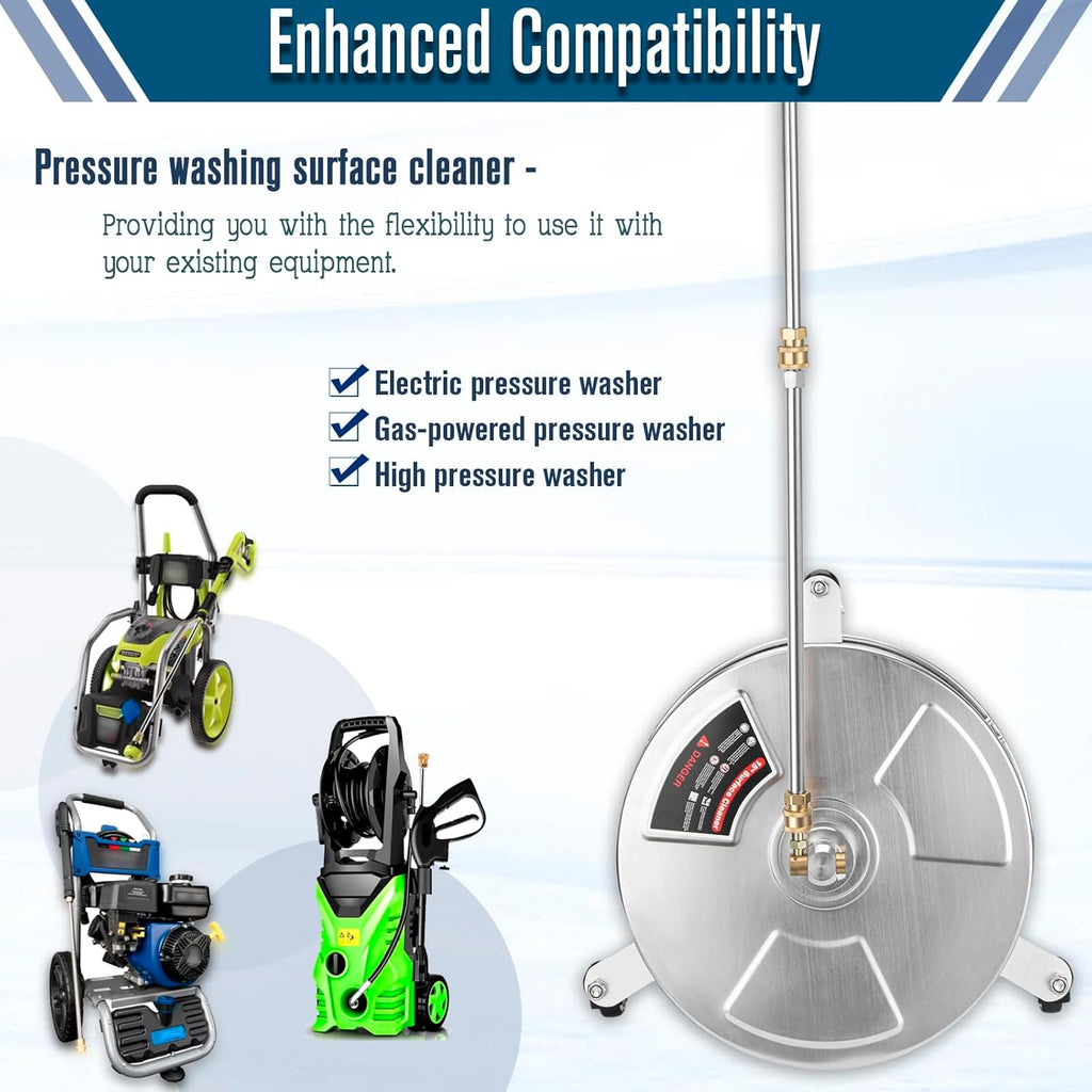 15 inch Pressure Washer Surface Cleaner with 3 Wheels and 2 Extension Wand P216