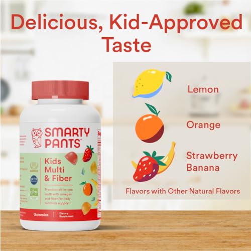 SmartyPants Kids Multivitamin & Fiber Gummies, Omega 3, Vitamins D3, C, B12, Zinc, 90 Count U9500