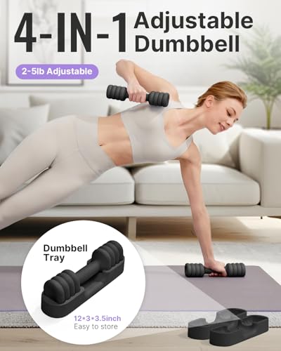 YOTTOY Adjustable Dumbbell Set of 2, 4-in-1 Hand Weights for Women D599