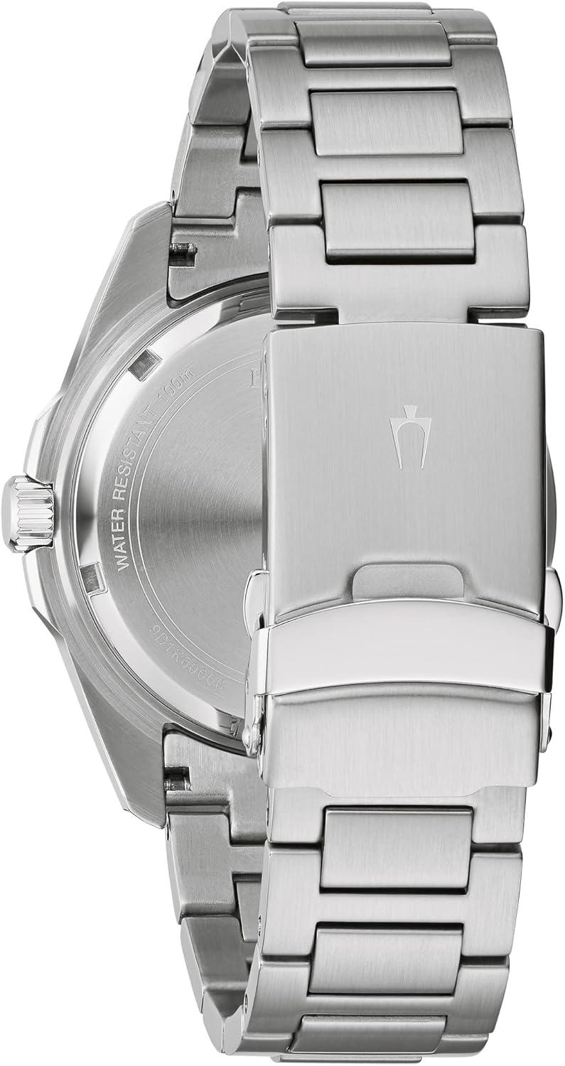 Bulova Men's Marine Star Stainless Steel Quartz Watch, Black Dial L785