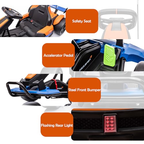 Licensed McLaren 24V Electric Go Kart, 400W Drift Kart for Kids Q5178