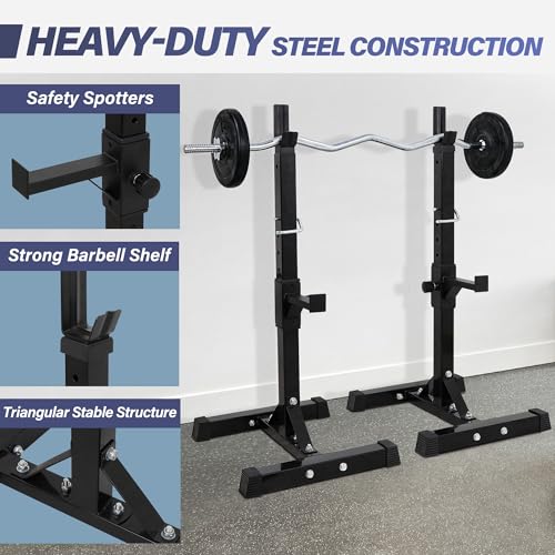 F2C Adjustable Squat Rack Pair 41"-66" Steel Barbell Stand G149555