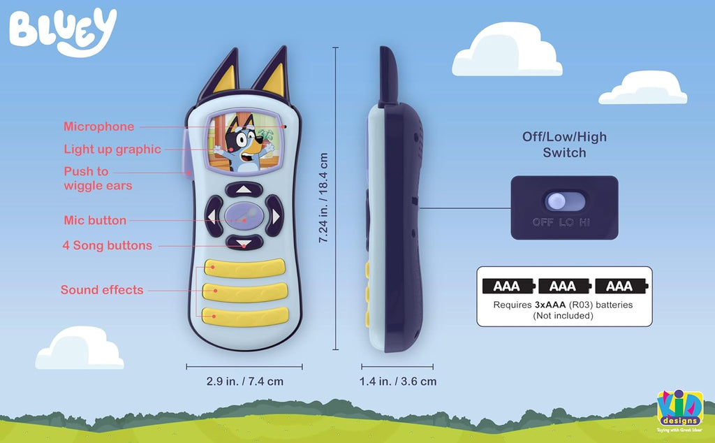 eKids Bluey Toy Remote Control with Music for Toddlers M3664