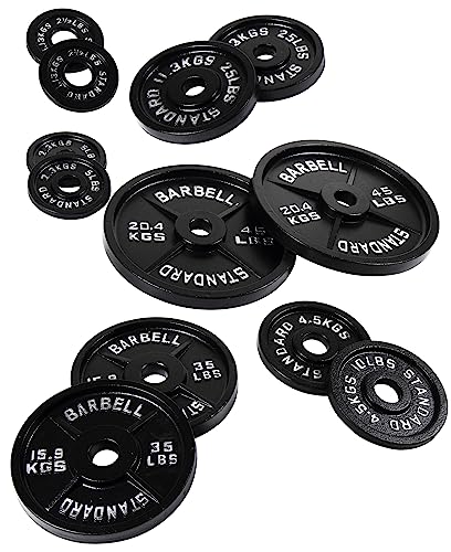 Olympic Cast Iron Weight Plates for Strength Training, Multiple Sizes S1890