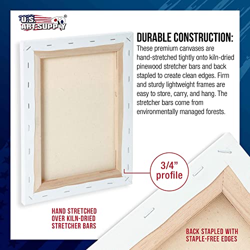 U.S. Art Supply 24 x 30 inch Stretched Canvas 6-Pack, Triple Primed, 100% Cotton I723454