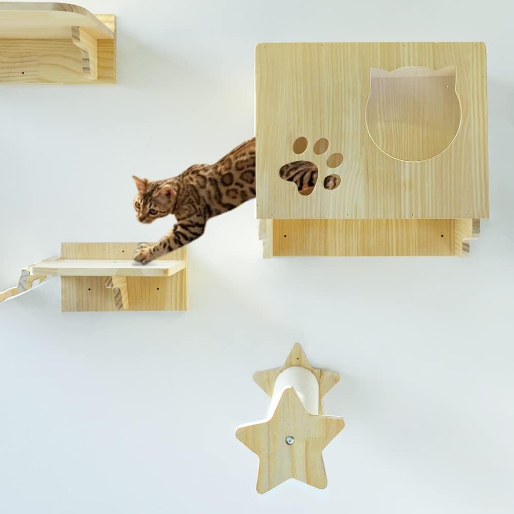 La La Pet® Wall Mounted Cat Shelves and Perches Set of 9 R515