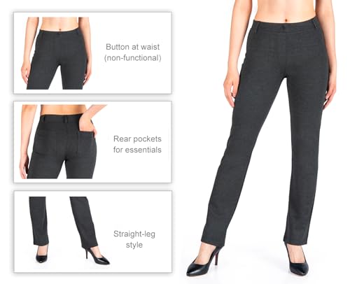 Yogipace Women's Straight Leg Yoga Dress Pants with Belt Loops H62689