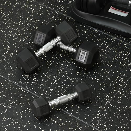 Signature Fitness Rubber Encased Hex Dumbbell Sets W376601
