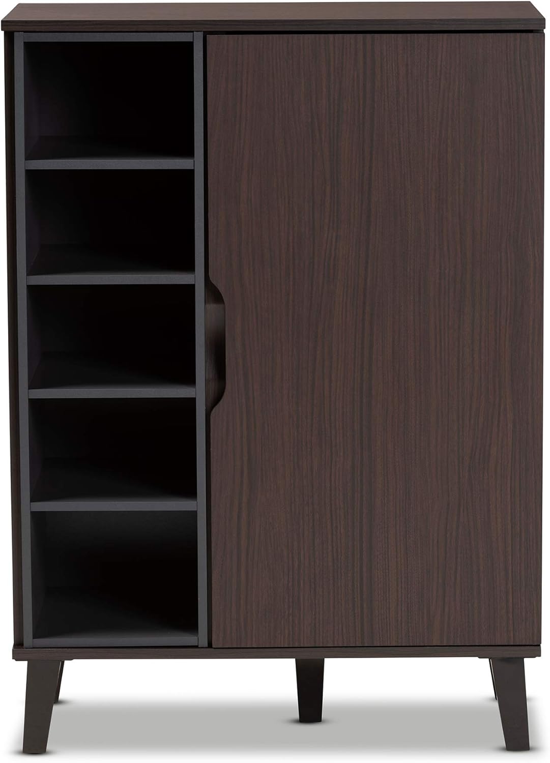 Baxton Studio Shoe Rack, Dark Brown/Grey K8401