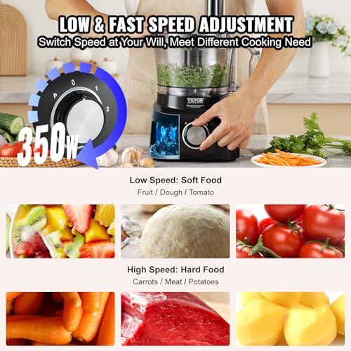 VEVOR Food Processor 7 Cup Vegetable Chopper with Reversible Disc E877918
