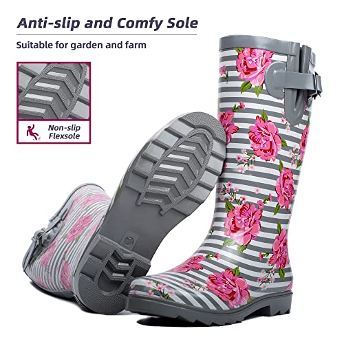 landchief Rain Boots for Women Waterproof Tall Knee High Rubber U158