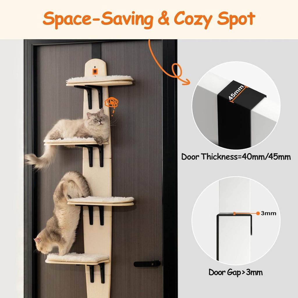MEWOOFUN Cat Tree Door Mounted Cat Climber with Removable Soft Mat, 4-Levels S675334