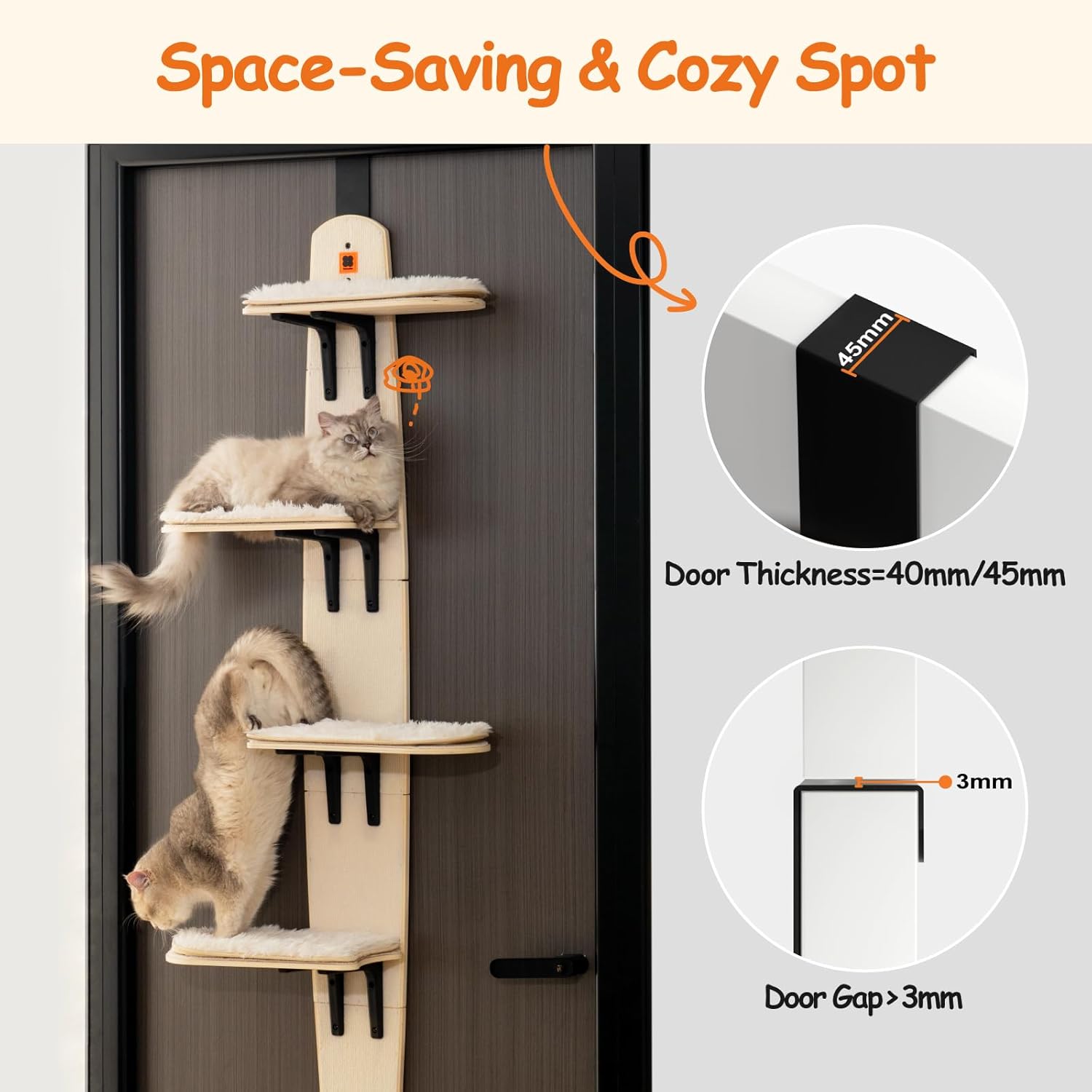 MEWOOFUN Cat Tree Door Mounted Cat Climber with Removable Soft Mat, 4-Levels S675334