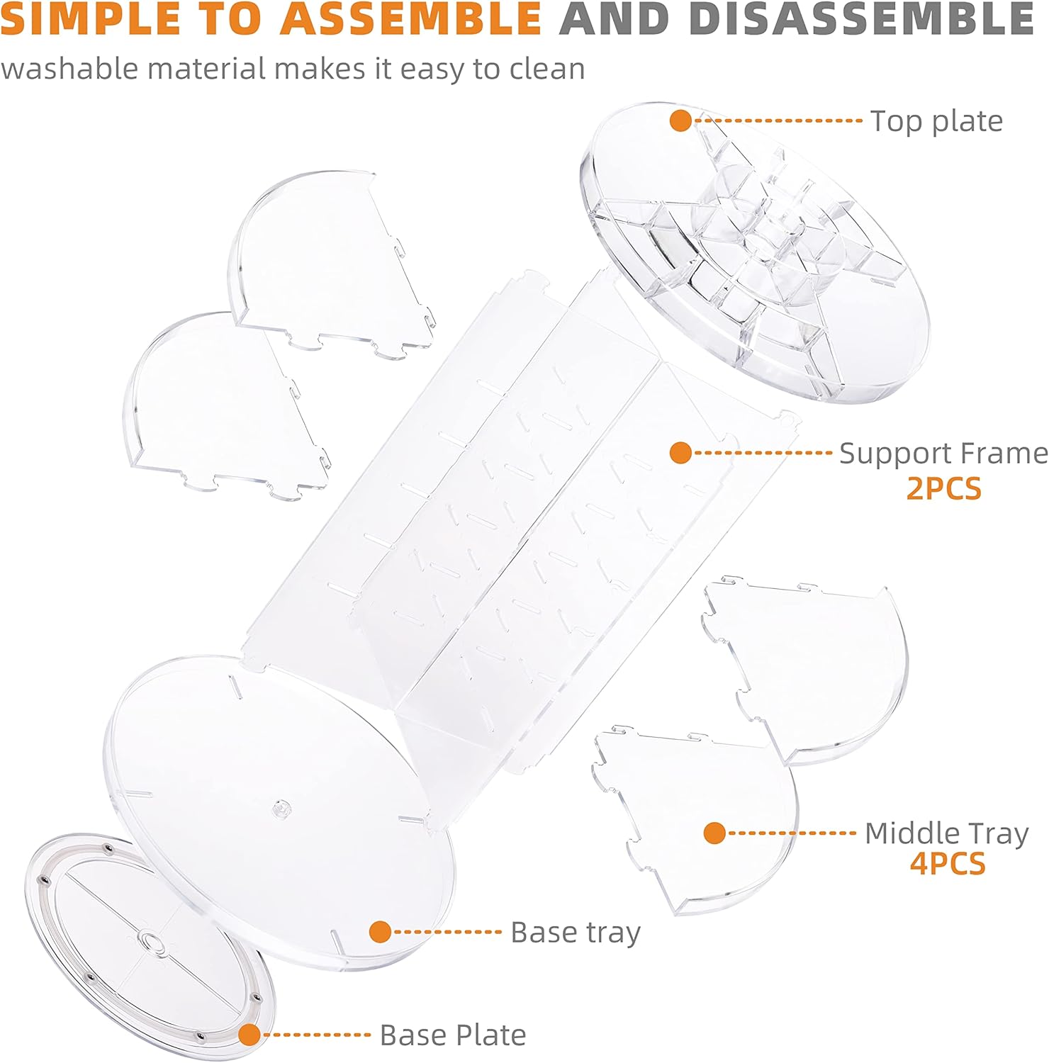 Peyton Makeup Organizer 360 Rotating 8-Layer Clear Storage Display Case A116