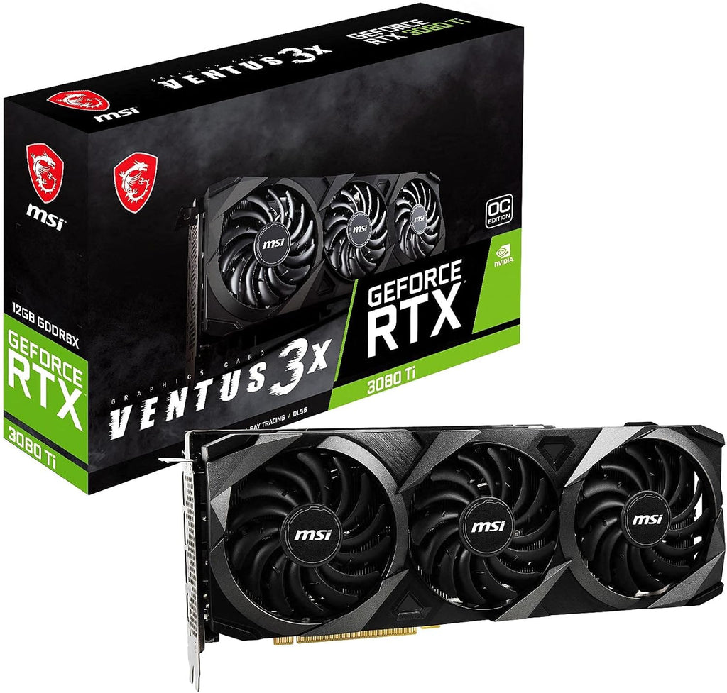 MSI Gaming GeForce RTX 3080 Ti Ventus 3X 12G OC - 12GB GDDR6X Graphic Card for PC Gaming, 320-Bit HDMI/DP, NVIDIA GPU, Tri-Frozr 2 Cooling, Ampere Architecture, Computer Video Graphics Card (Renewed)