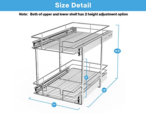 LOVMOR 2 Tier Pull Out Cabinet Organizer for Kitchen Storage B18505