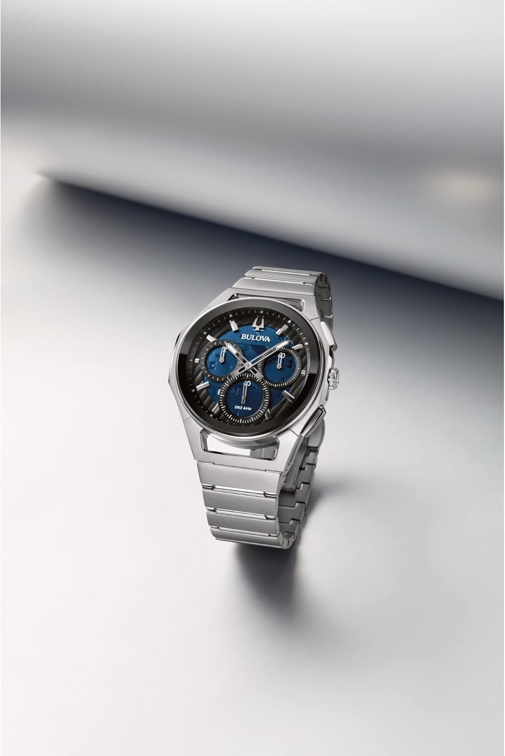 Bulova Men's CURV Quartz Stainless Steel Chronograph Watch, Blue Dial W278
