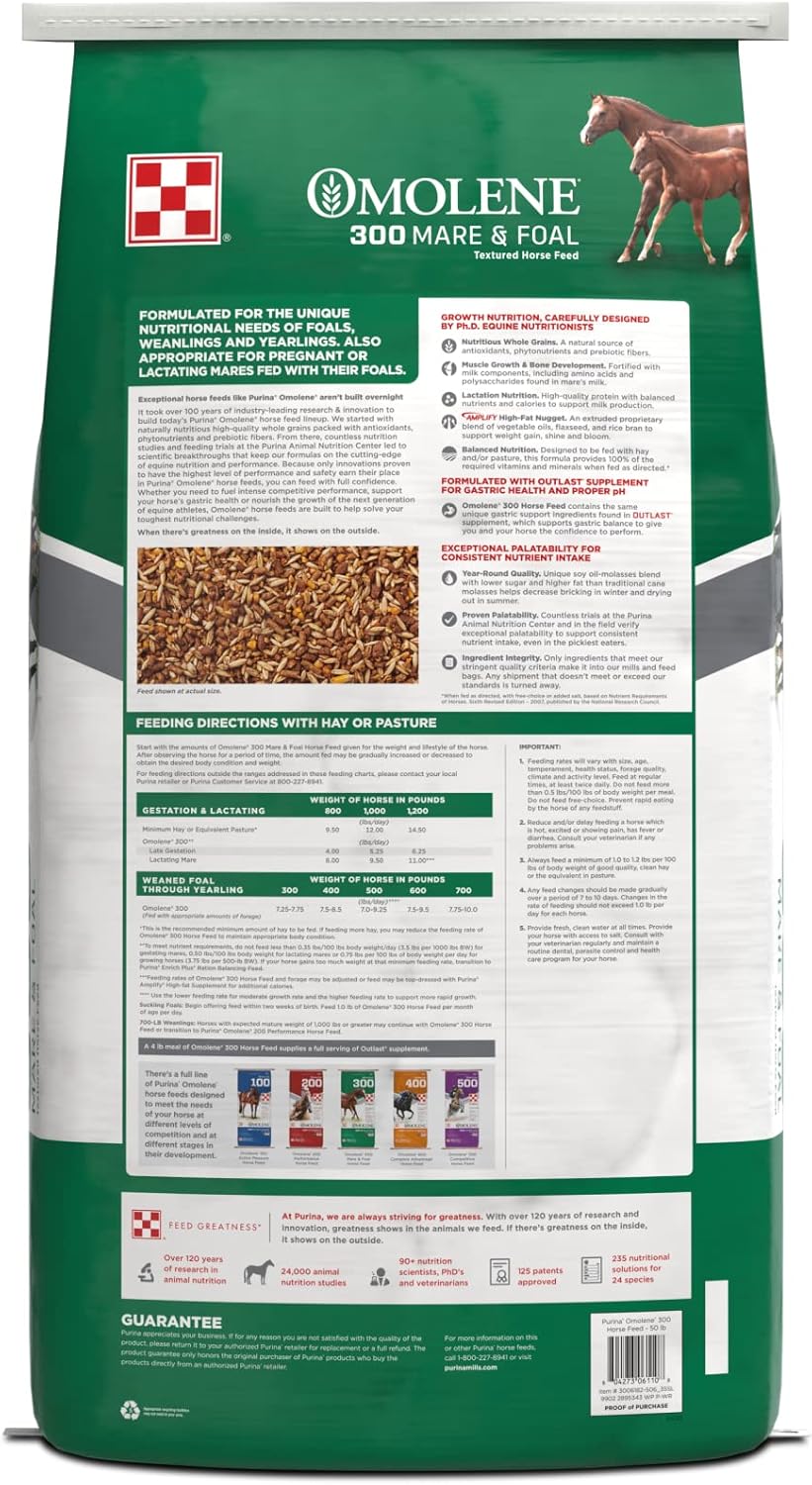 Purina Omolene #300 Mare & Foal Horse Feed, 50 lb Bag S290