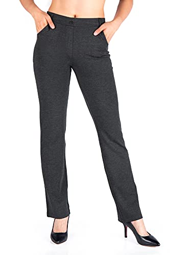 Yogipace Women's Straight Leg Yoga Dress Pants with Belt Loops H62689