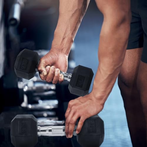 Signature Fitness Rubber Encased Hex Dumbbell Sets W376601