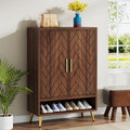 Tribesigns Walnut Shoe Cabinet with Doors, 6-Tier 24 Pairs Shoe Storage Cabinet for Entryway (Brown)