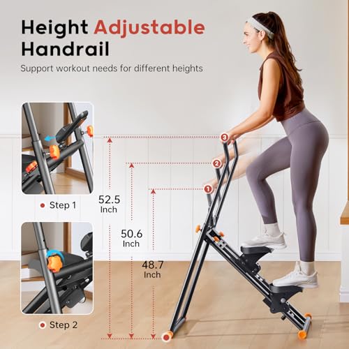 Foldable Stair Stepper Machine with Adjustable Handlebar for Home Gym E5858