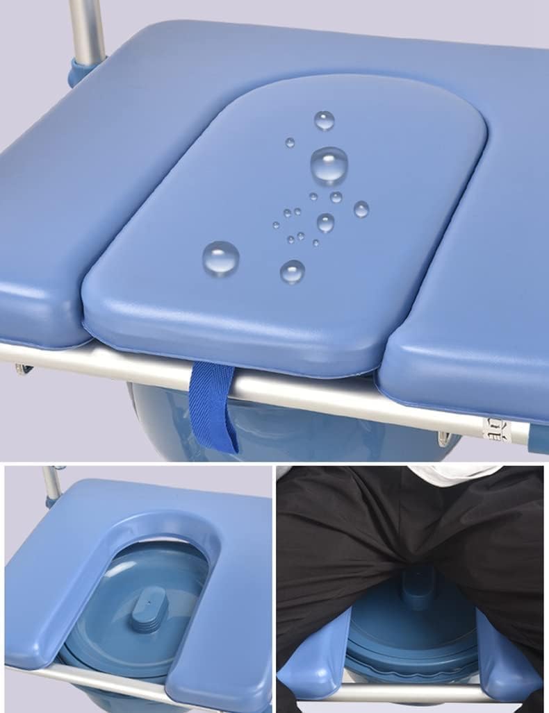 uyoyous Shower Commode Chair with Wheels, Padded Waterproof, 250 lbs Capacity W8677