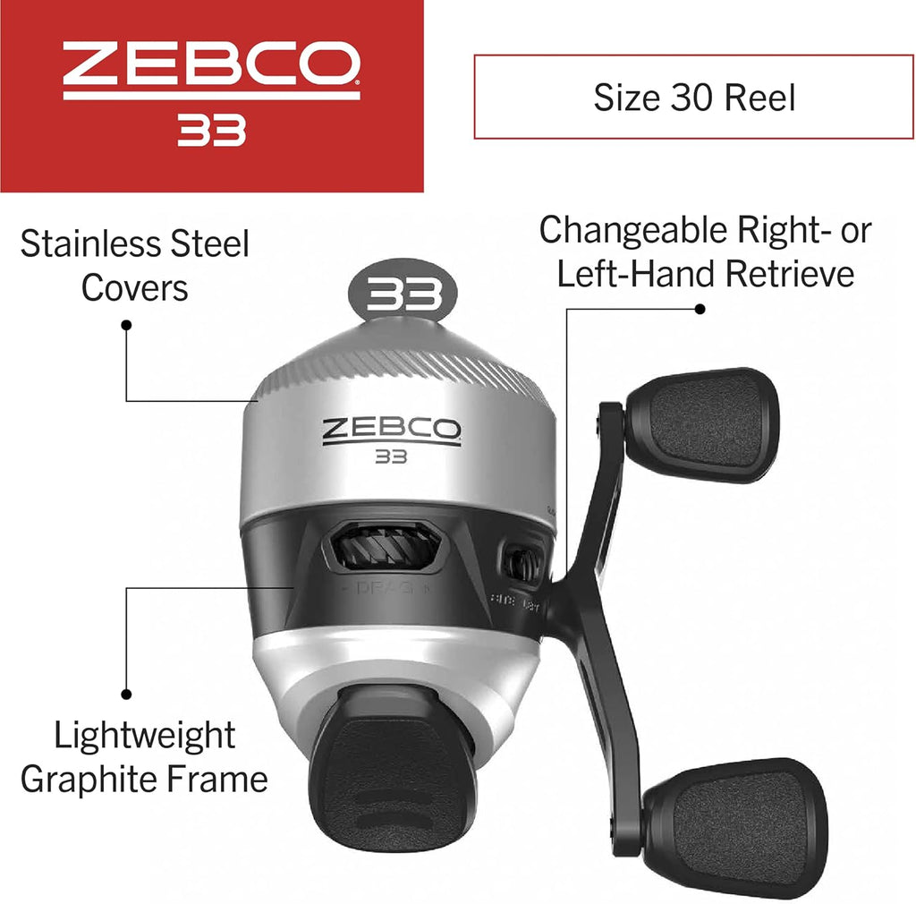 Zebco 33 Spincast Reel and 6-Foot Fishing Rod Combo, Silver/Black S87229
