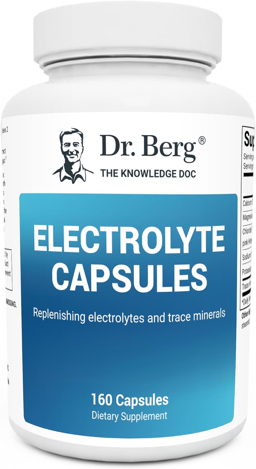 Dr. Berg Electrolyte Capsules - Electrolyte Supplements for Supporting Energy, Endurance, and Hydration - Salt Pills and Electrolyte Tablets - Sugar Free, No Maltodextrin, Keto Friendly - 160 Caps