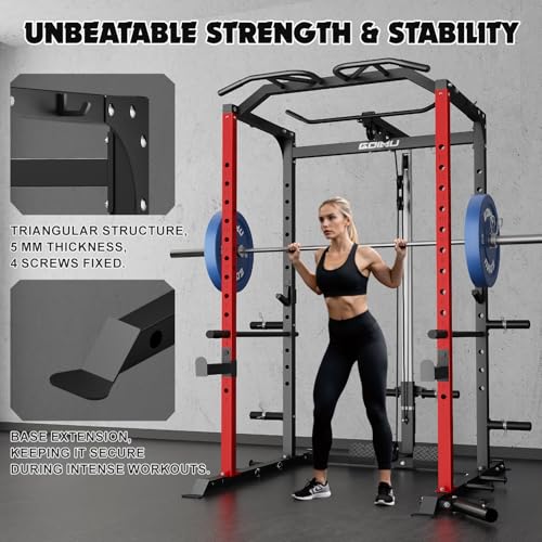 C1-V4 Power Cage with LAT Pulldown, Multi-Function Weight Cage for Home Gym G4781